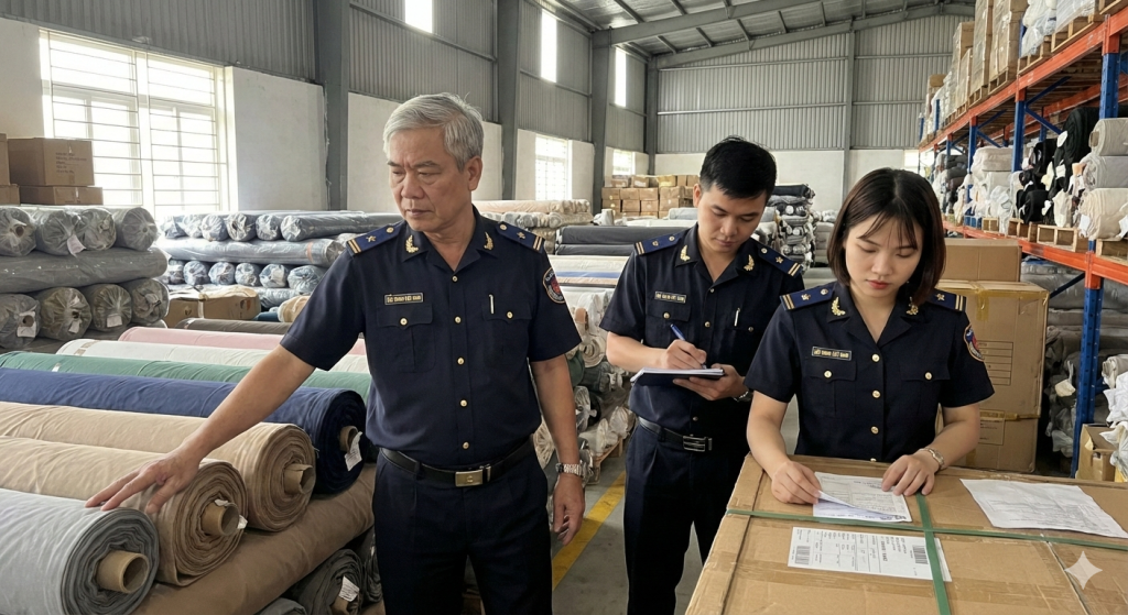 đoàn hải quan kiểm tra xưởng may